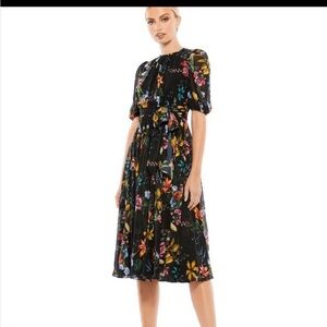 Mac Duggal 55625 Black Multi Floral Print Chiffon Dress